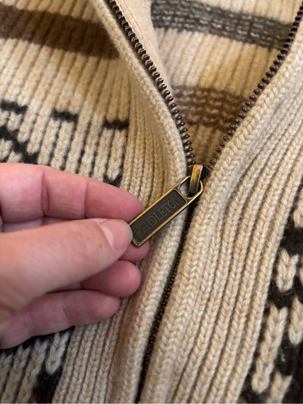 Pendleton Westerly cowl yneck Zip-Up Knit wool Sweater. Big Lebowski sweater. - Picture 3 of 14